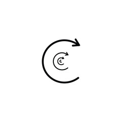 Circular refresh arrows continuous line symbol vector illustration