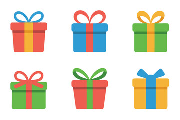 Colorful gift boxes set with bows and ribbons for holidays and celebrations
