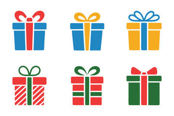Colorful gift boxes set vector illustration for holidays and celebrations
