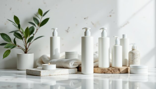 White table candles and plant white table adorned with multiple lit candles and vibrant green plant for serene ambiance