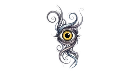 Mystical Eye Illustration: An eye symbol, exuding a sense of mystery and depth, intricately drawn with swirling details, capturing the essence of observation and insight.