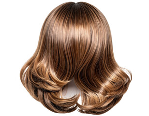 Fototapeta premium Sleek Modern Hair Wig Front View with Trendy Layered Cut, Isolated PNG