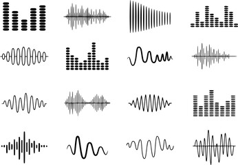 Collection of Diverse Sound Waveform and Equalizer Graphics
