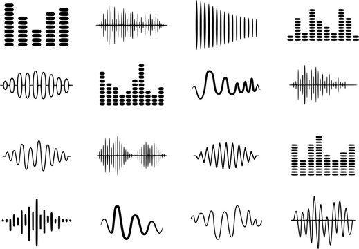 Collection of Diverse Sound Waveform and Equalizer Graphics