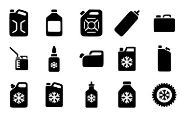 Collection of Icons for Automotive Fluids and Winter Care Products