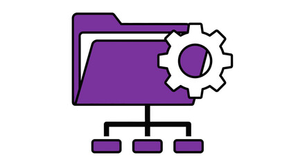 Folder management system configuration settings icon vector graphic