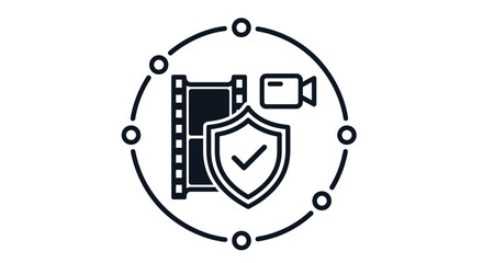 Video security film protection secure content copyright safeguard icon