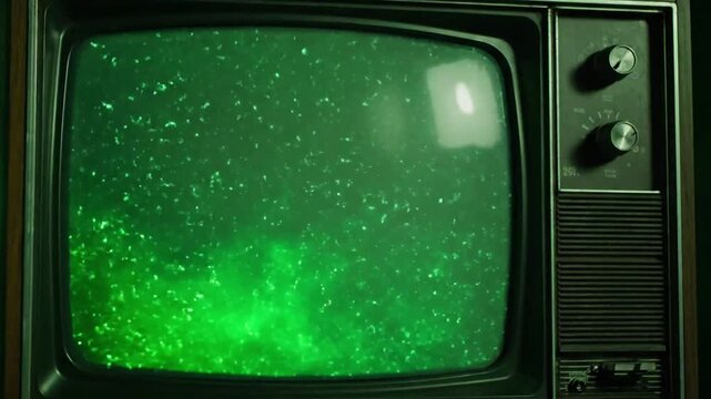 Green screen fade in with old computer parts with Old fashioned tv with green effect green screen style featuring tv screens, green