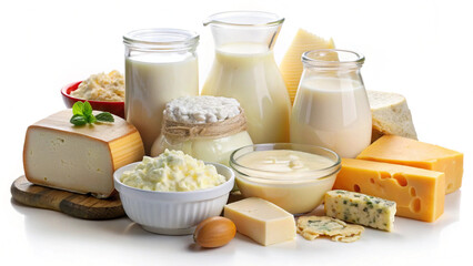 Assortment of dairy products including cheese