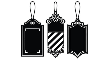 Vector black and white price tags labels design elements set isolated
