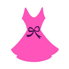Fashionable pink dress girly clothing icon