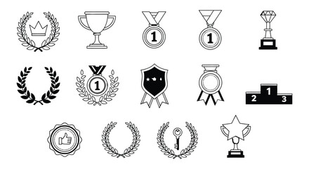 Vector awards achievements icons set graphic design illustration