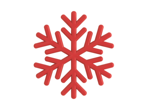 Bright red snowflake graphic isolated on transparent background - Powered by Adobe