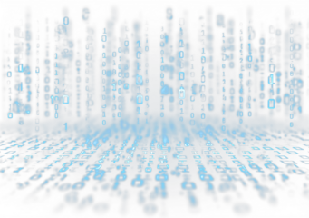 Close-up of number codes raining down in bright cyberspace. Binary coding pulses across screens. safe pt tries to block malware from spreading. png artwork.