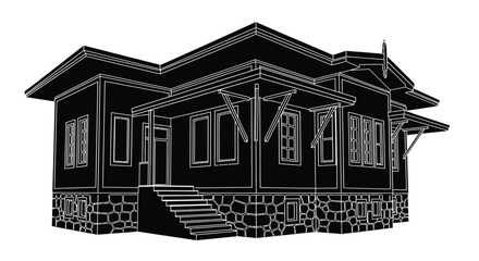 Modern house architecture design building exterior home illustration