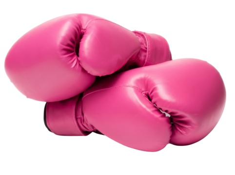 Pink boxing gloves on transparent background - Powered by Adobe