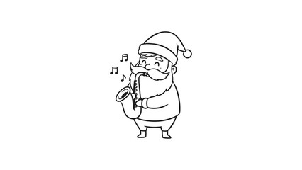Obraz premium Santa claus playing saxophone christmas holiday music vector