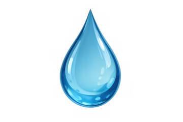 Blue water drop showing purity and hydration, environment and nature conservation concept with transparent background