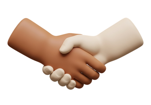 Diverse hands shaking in agreement and unity isolated on a transparent background handshake - Powered by Adobe