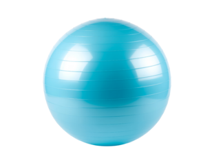 Blue exercise stability ball on transparent background