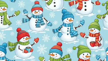 christmas background with snowman