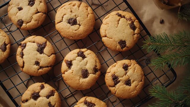 Chocolate Chip Cookies on Cooling Rack.