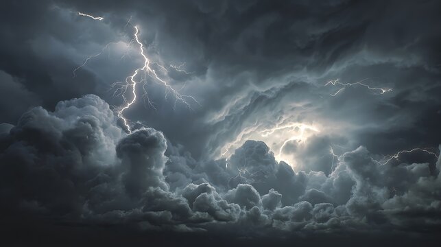 lightning in the night sky