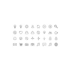 Outline icons set isolated on transparent background