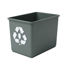 Modern Grey Recycling Bin with Glass Disposal Symbol Isolated on White Background, Eco Waste Container for Sustainable Living and Environmental Awareness