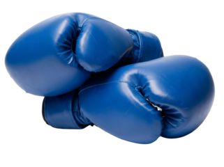 Blue boxing gloves on transparent background