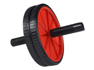 Red and black ab wheel roller on transparent background