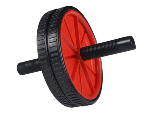 Red and black ab wheel roller on transparent background