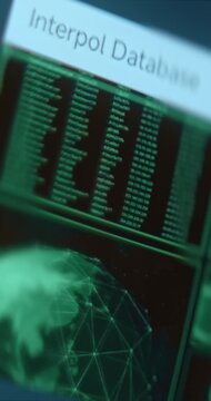Interpol Database within a futuristic digital interface