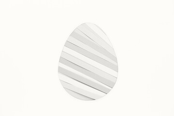 paper strips in egg shape on white background. Versatile Easter themed composition design element perfect for backgrounds, greeting cards, and seasonal marketing color of 2026 year cloud white