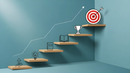 Business Success Goals Education Steps Blue 