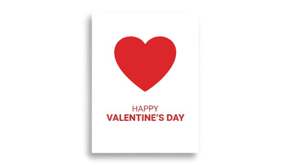 Simple and elegant red heart graphic with happy valentines day text on a white background