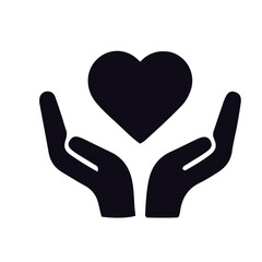 Obraz premium hands holding heart icon black and white vector design 