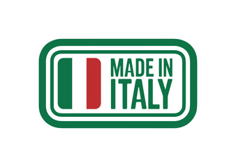 Made in Italy Rectangle Label. Italian Product Authentic Certification Badge. Premium Quality Manufacturing Mark Italy.