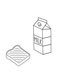 vector illustration of milk and toast
