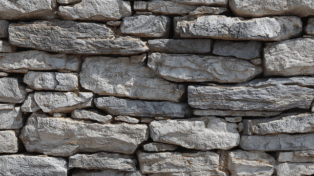 A close-up view of an ancient stone wall, displaying a rugged texture and timeless beauty