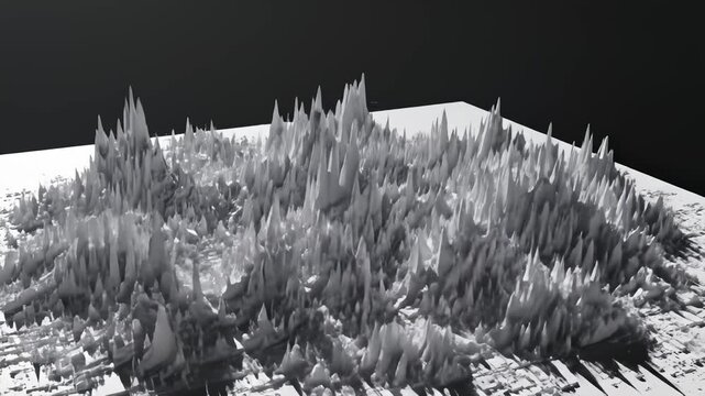 Abstract Height Map Evolving on White Surface, Generative Art