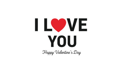 Bold black text i love you with red heart symbol and happy valentines day message