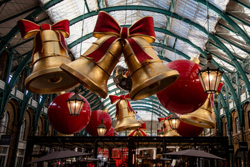 Festive christmas decorations at covent garden market in london