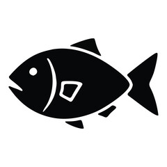 Black silhouette icon of a fish, simple, clean and versatile