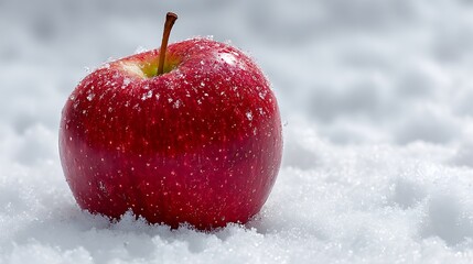 red apple in snow