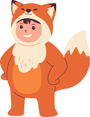 Cute Kid Wearing a Fox Costume Illustration