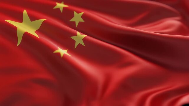 Seamless loop of the Peoples Republic of China flag waving in the wind. Realistic loop with highly detailed fabric.