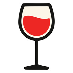 Red wine in a glass icon for digital and print media
