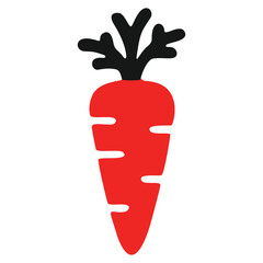 Simple red carrot food icon vector illustration on white background