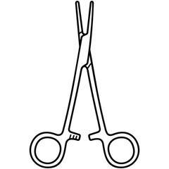 Forceps Halstead Mosquito. Surgical instrument. Vector outline icon.